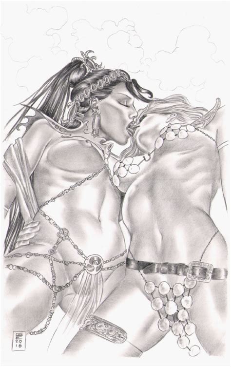 dejah thoris and red sonja in gene espy s all the latest sold art comic art gallery room