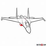 Su Sukhoi Jet Drawing Draw Step Sketchok Easy sketch template