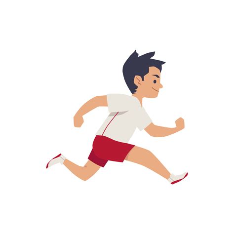 child boy  sportswear running fast flat cartoon vector illustration
