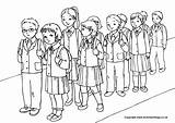 Colouring Line Wait Pages School Rules Village Activity Girl Activityvillage Paper Become Member Log sketch template