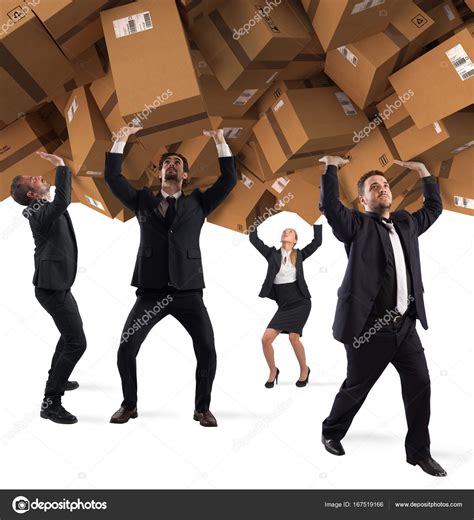 people buried   stack  cardboard boxes stock photo