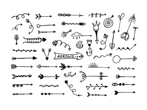 types  arrows doodle set  vector art  vecteezy