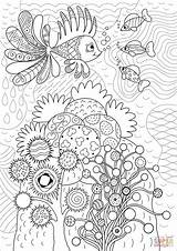 Coloring Reef Coral Pages Lionfish Supercoloring sketch template
