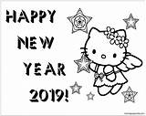 Happy Kitty Hello Year Pages Coloring Color sketch template