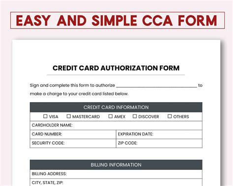 easy credit card authorization form  etsy finland