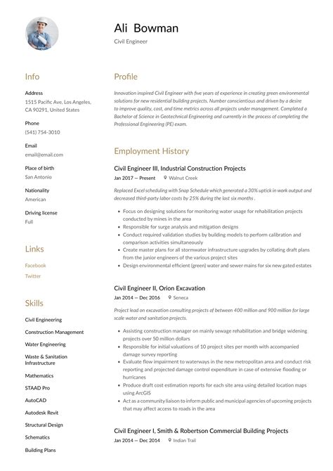 civil engineer resume writing guide  resume templates