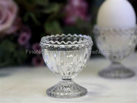 Chic Antique Egg Cup With Pearl Edge Glass