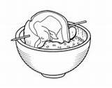 Coloring Rice Meat Steak Brochette Coloringcrew Nuggets Ramen Bowl sketch template