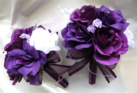 wedding bouquet bridal silk flowers cascade plum purple silver etsy