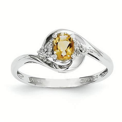 ring birthstone  gold  mm diamond  citrine november birthstone
