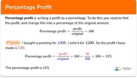 percentage profit gcse maths steps examples worksheet