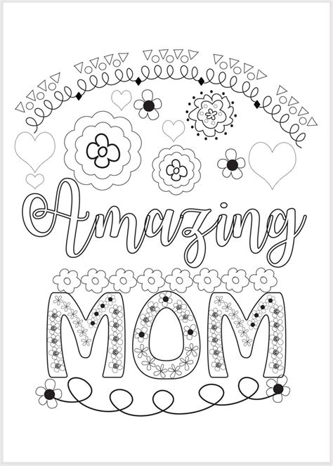 adult coloring floral mothers day    card amazing mom etsy  zealand