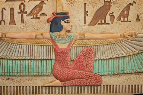 Winged Isis Relief Wall Plaque Handpainted