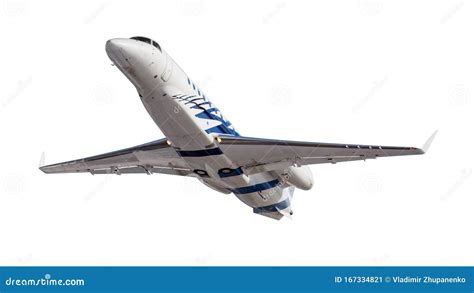 flying modern business jet isolated   white background front view