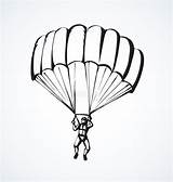 Disegno Paracadutista Parachutiste Zeichnung Vecteur Parachutist Vectoriel sketch template