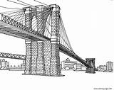York Coloring Pages Brooklyn Adult Bridge Pont City Drawing Printable Adults Buildings Brooklin Coloriage Skyline Color Print Dessin Architecture Brick sketch template
