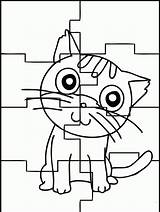 Puzzle Coloring Cat Popular sketch template