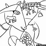 Chagall Marc Village Coloring Pages Thecolor Online Kids Choose Board Picasso Painting Famous Painter Master Color sketch template