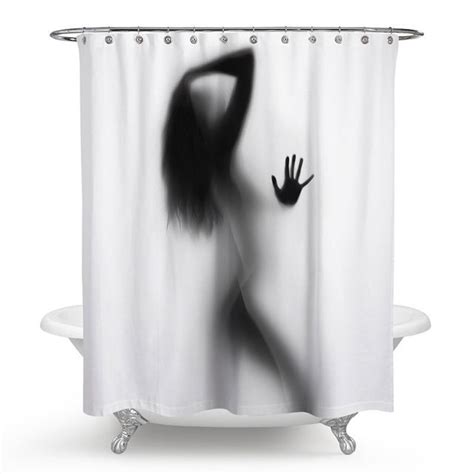 sexy character shadow waterproof shower curtain art printing polyester