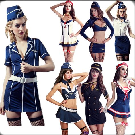 sexy air stewardess hostess navy costumes sailor uniform