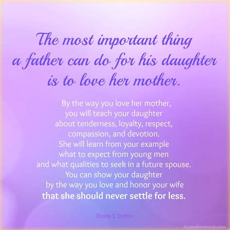 father “the most important thing a father can do for his daughter is to love her mother by