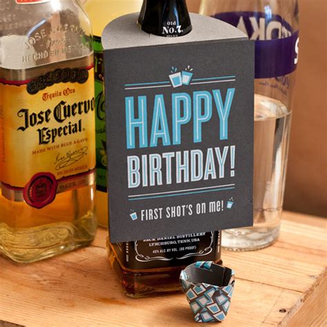 Happy Birthday Card Shot Glass Bottle Hanger Drinkstuff