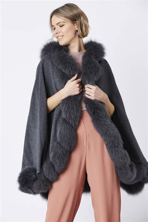 luxury womens cashmere  fox fur cape