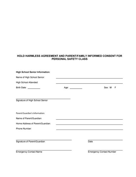 hold harmless agreement templates  template lab