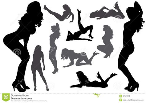 Vector Silhouettes Of Women Stock Illustration Image 47627019
