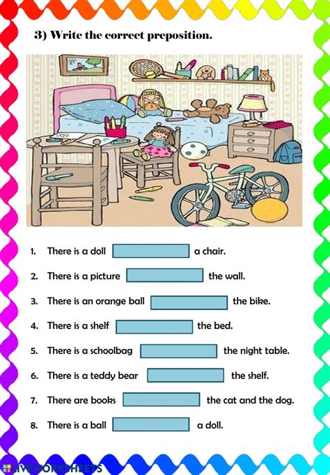 prepositions  place  activities worksheet