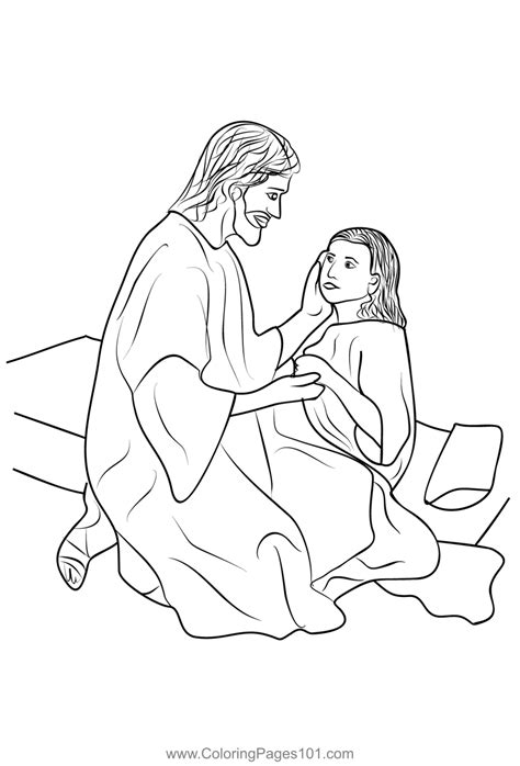 jesus healing  sick daughter  jairus coloring page  kids
