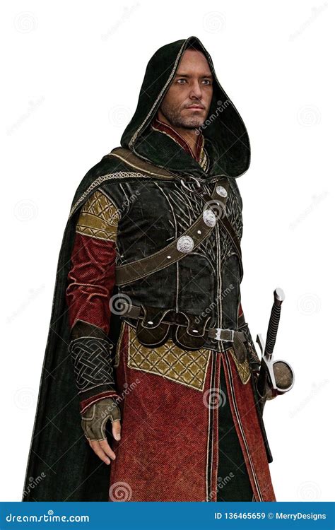rendering   medieval man isolated stock image illustration