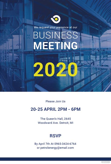 business meeting invitation template  psd ms word publisher