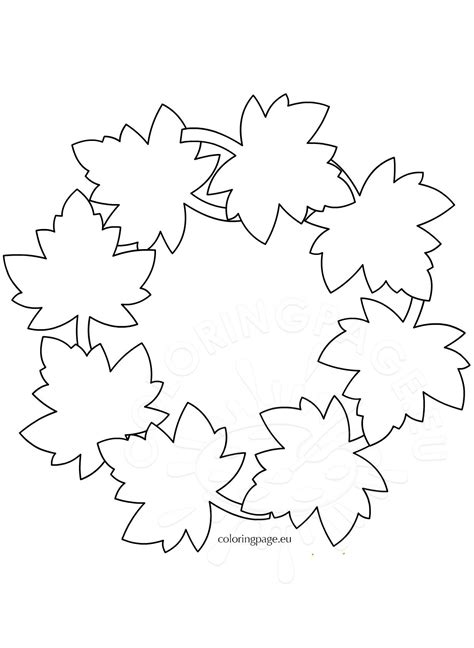 fall leaf wreat template coloring page