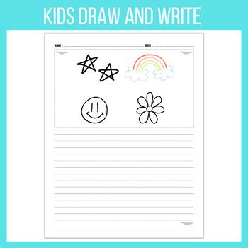 draw  write kindergarten writing paper  picture box lined