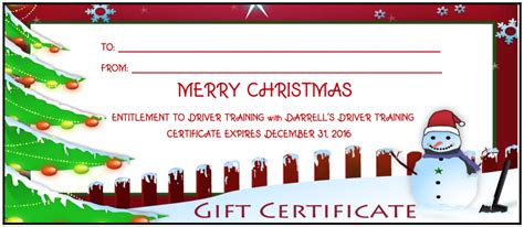 gift certificates darrells driver training