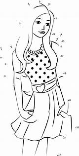 Barbie Dot Dress Dots Connect Wear Beautiful Worksheet Printable Kids sketch template