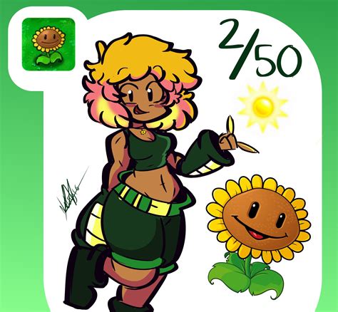 pvz plants  waifus sunflower  natsugio  newgrounds