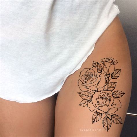 tina vintage floral flower rose outline linework temporary tattoo