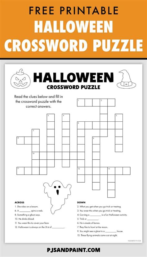 printable halloween crossword puzzle halloween crossword puzzles