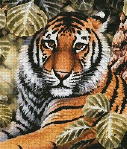 jungle tiger crop cross stitch pattern tiger