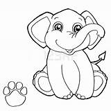 Elephant Coloring Pages Vector Print Paw Copyright Clip Color Kids Printable Stock Colouring Cartoon Book דפי ציעה sketch template