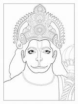 Coloring Hanuman Pages Hindu India Bollywood Shiva Inca Gods Indian Drawing God Print Chest Elephant Color Hermione Coloriage Monkey Divine sketch template