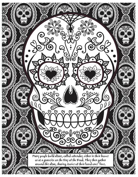 day   dead skull coloring page craftfoxes