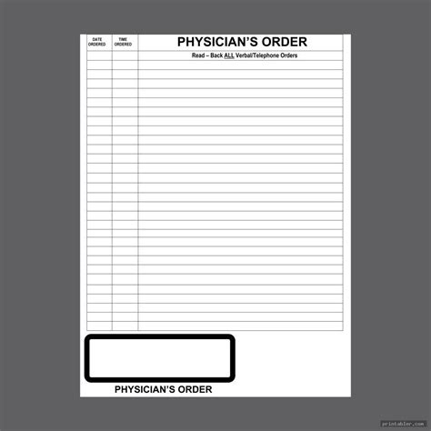 blank physician order sheet printable gridgitcom