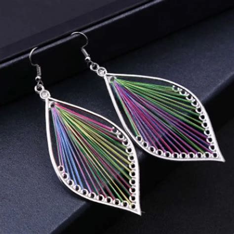 pair hand woven thread earrings unique natural real leaf earrings  women fine jewelry gift