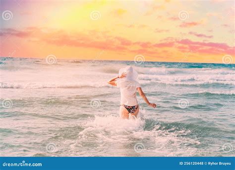 Happy Beautiful Girl On Beach Vacation Bright Summer Beach Vacation