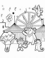 Dora Coloring Friends Pages Park Drawing Circus Amusement Printables Doratheexplorertvshow Paintingvalley sketch template