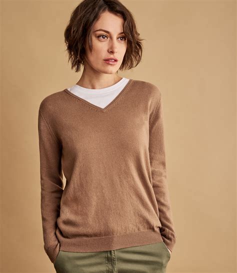 dark camel womens cashmere merino  neck knitted sweater woolovers au