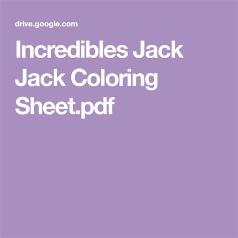 incredibles jack jack coloring sheetpdf jack  jack color jack